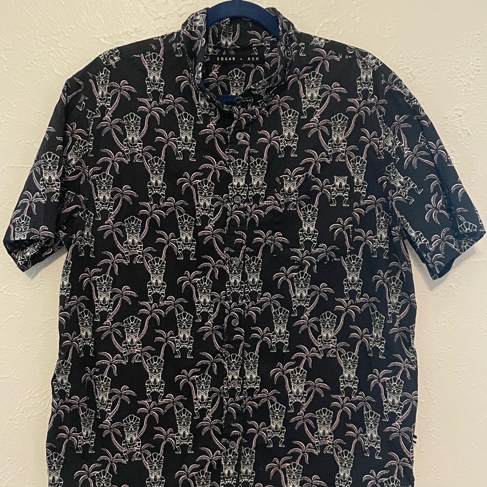 Edgar + Ash Black and White Palm Print Men's Shirt